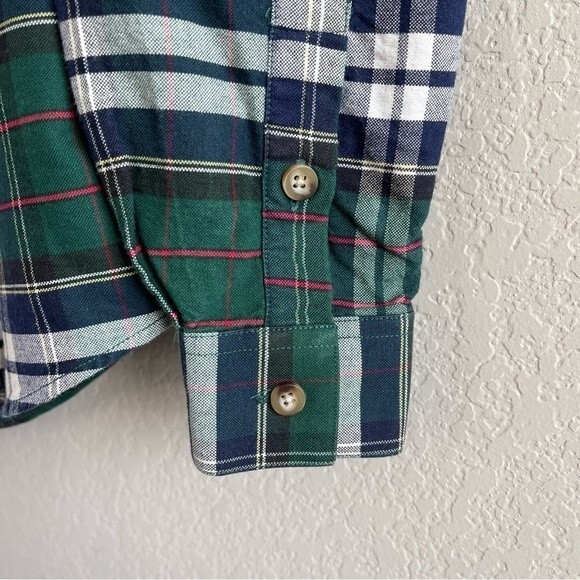 Rough Stock Panhandle Slim Green Blue Red Plaid Long Sleeve Button Down - EUC - Picture 8 of 10